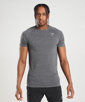 T Shirts Gymshark Geo Seamless Hombre Gris Negras | CO 3402PJJ